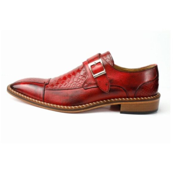 Doula Half Crocodile Printed Red Monk Straps Calfskin